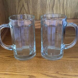Pasabahce Glassware 2 Clear Glass Panel Style Heavy Beer Mugs-Turkey